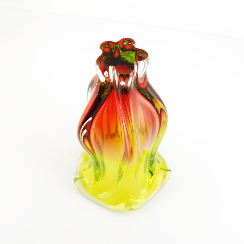 Vintage glass vase designed by J. Hospodka Chribska Sklarna, Czechoslovakia, 1960