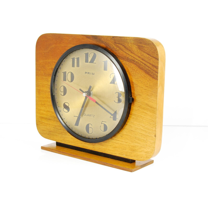 Vintage Walnut Fireplace Clock Prim, Czechoslovakia, 1960