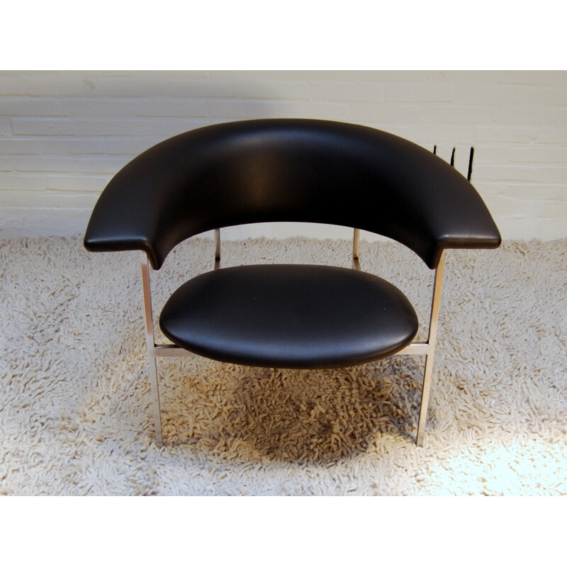 Vintage armchair in black, Rudolf Wolf - 1970s