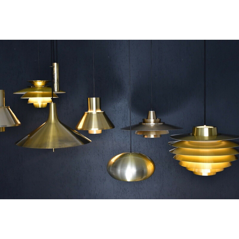 Vintage hanging lamp in brass Verona by Sven Middelboe for Nordisk Solar