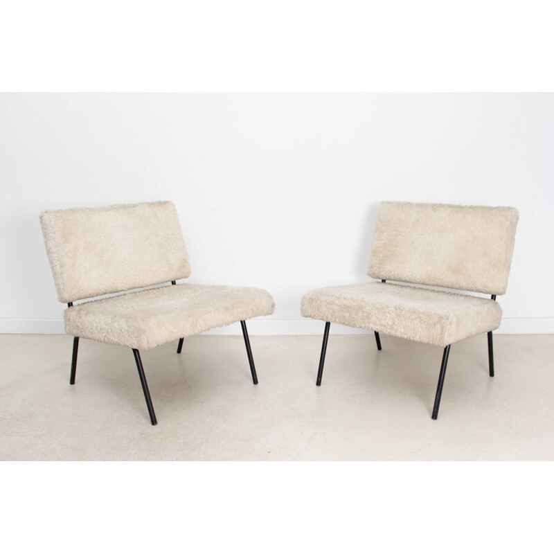 Metal and wool easy chair, Florence KNOLL - 1954