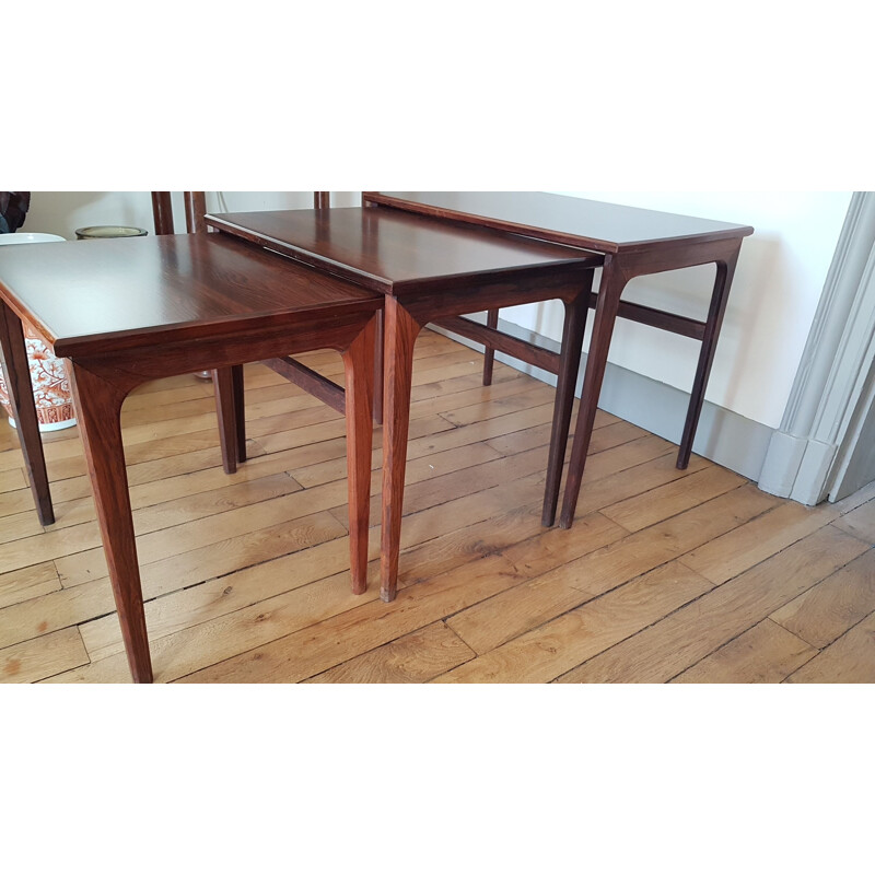 Vintage nesting tables in rosewood, 1950