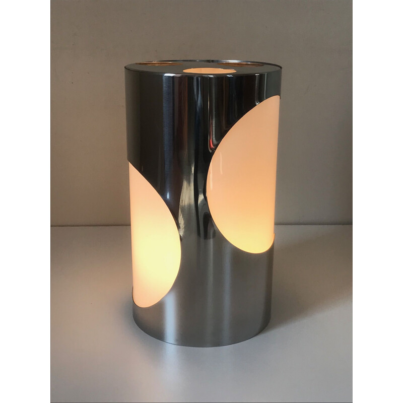 Vintage-Lampe aus Edelstahl und Perspex,1970