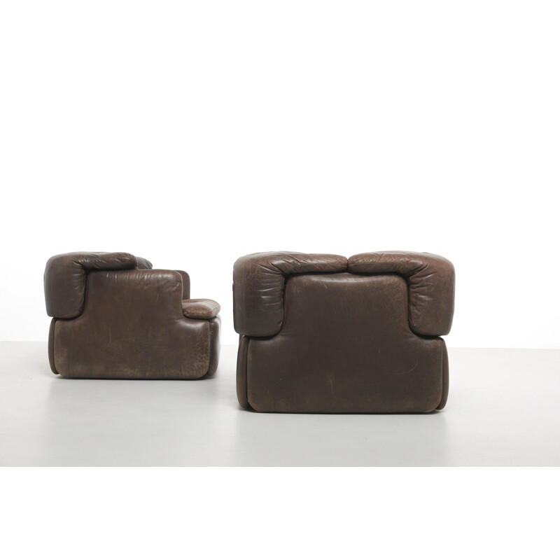 2 vintage armchair model "confidential" by Alberto Rosselli for Saporiti,1970