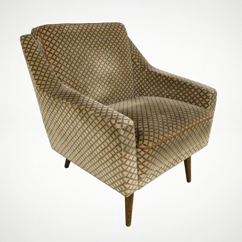 Vintage fluwelen fauteuil, Duitsland 1960