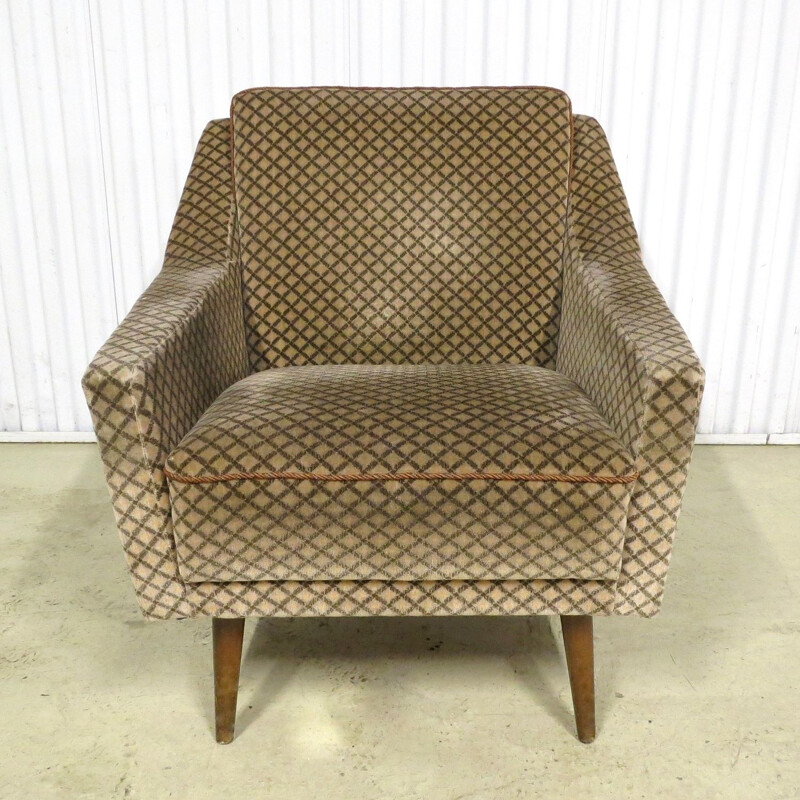 Fauteuil vintage en velours, Allemagne 1960