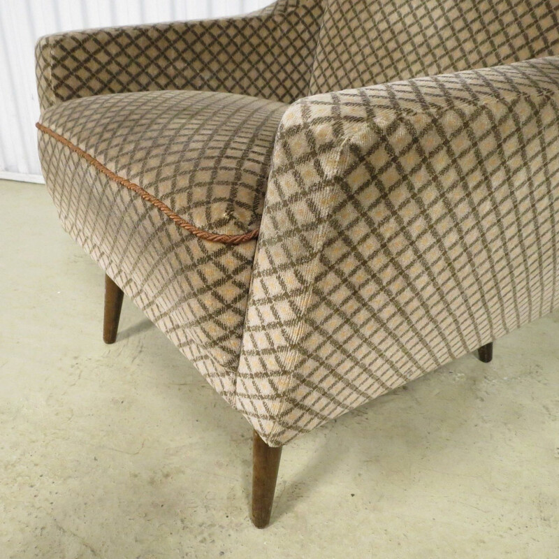 Vintage fluwelen fauteuil, Duitsland 1960