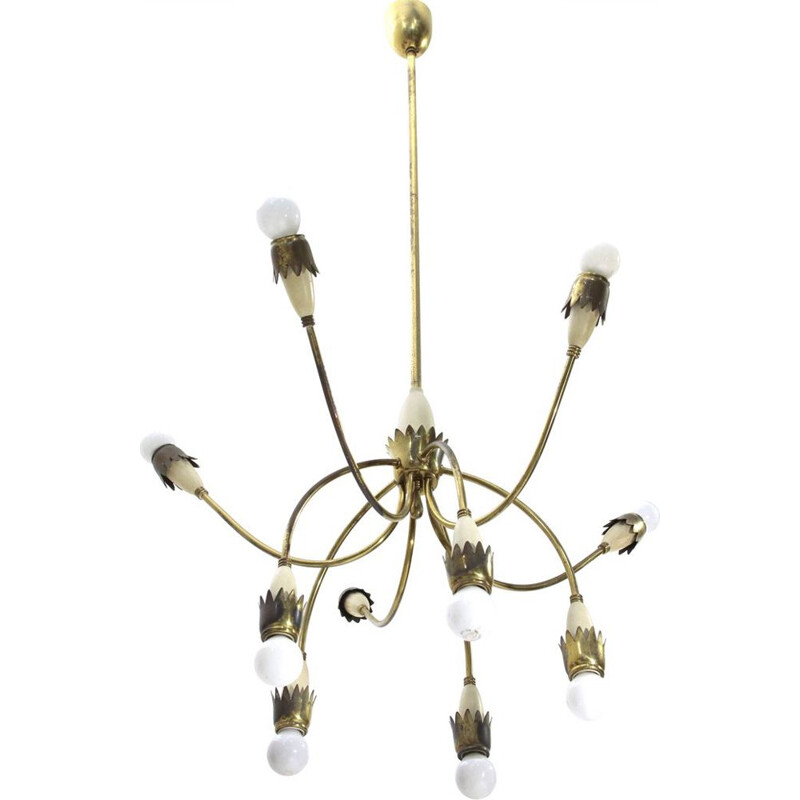 Vintage chandelier in brass, Italian 1950s