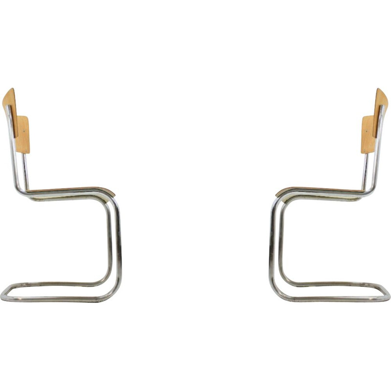 Paire de chaises vintage chrome Bauhaus Robert Slezák, années 1930