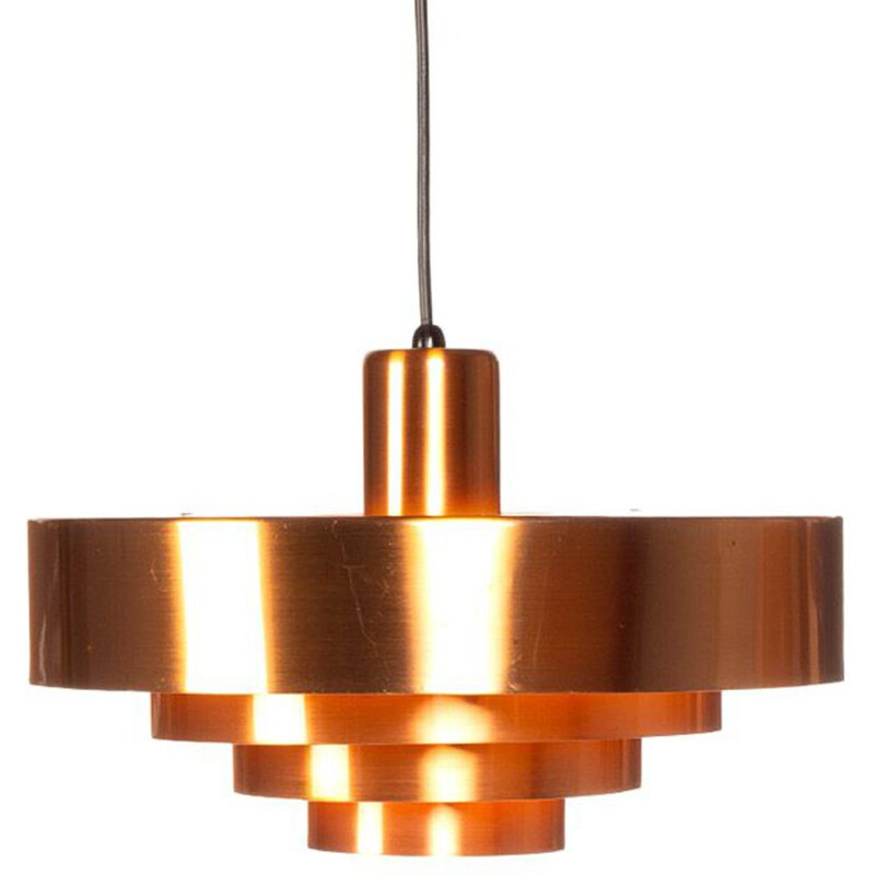 Vintage Danish Roulet hanging lamp in copper by Jo Hammerborg for Fog & Mørup