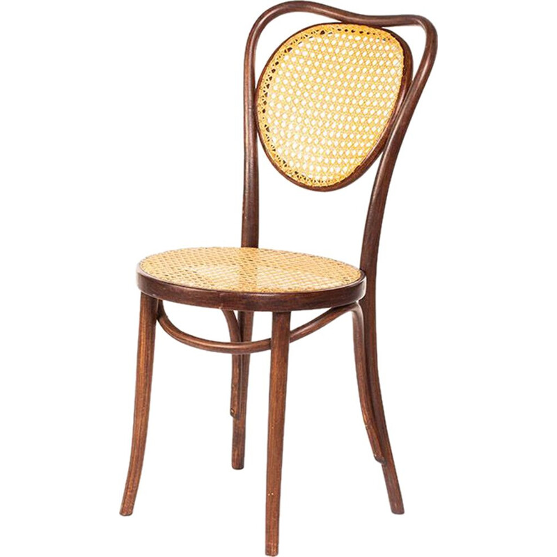 Vintage bentwood and rattan Thonet cafe chair by ZPM Radomsko