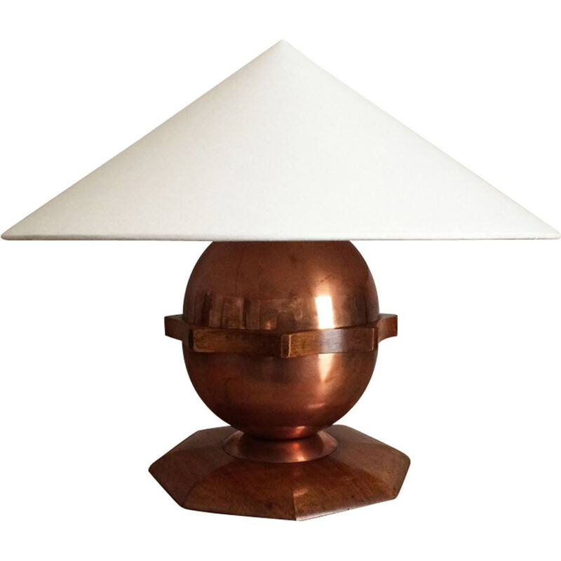 Vintage ball lamp 1930 in brass and rosewood