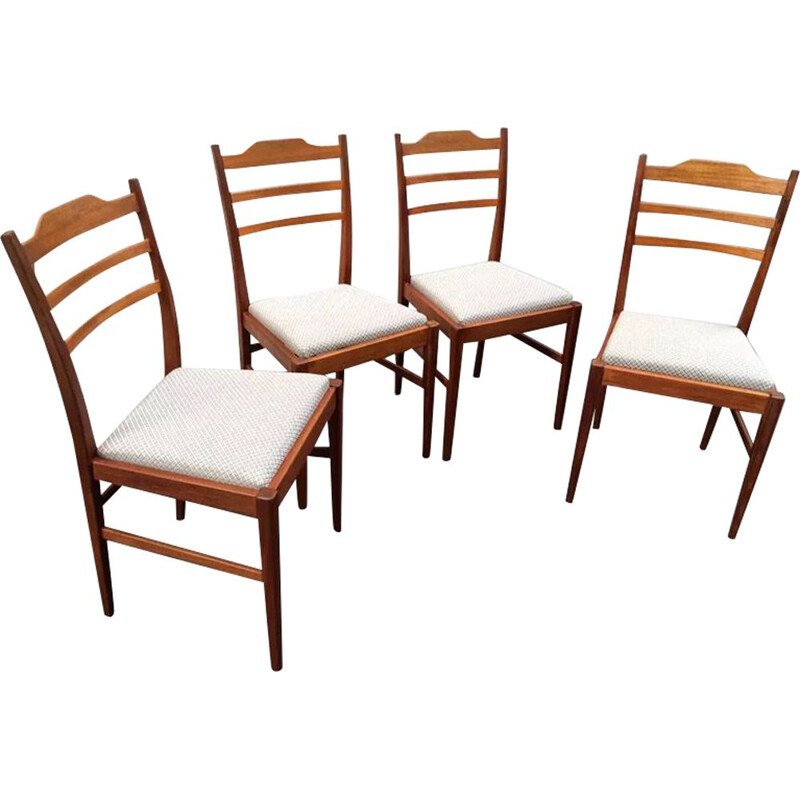 Set of 4 grey chairs in teak