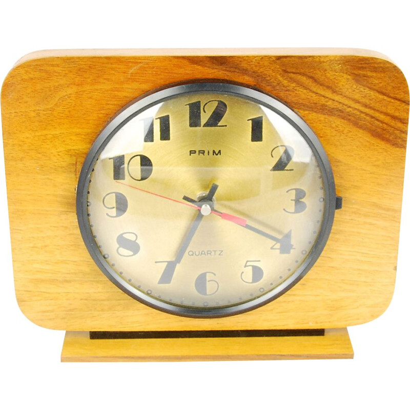 Vintage Walnut Fireplace Clock Prim, Czechoslovakia, 1960