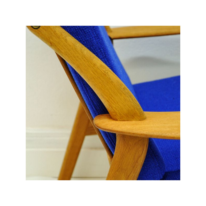 Paire de fauteuils vintage danois tissu bleu Niels Koefoed
