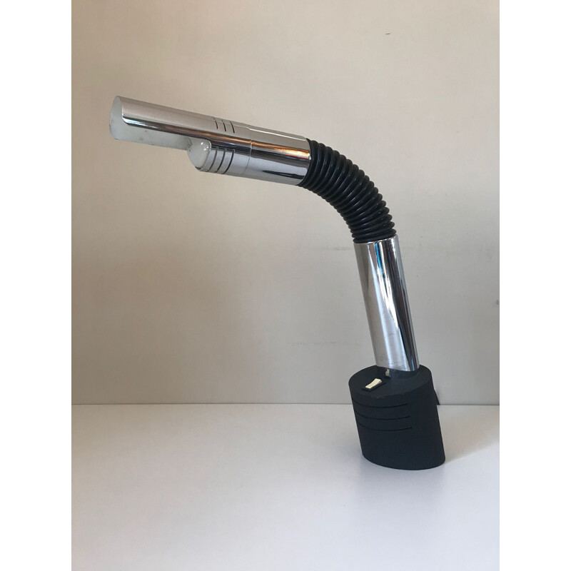 Vintage chrome and flexible desk lamp by mario faggian, 1970