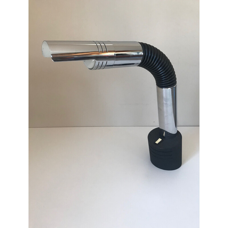 Vintage chrome and flexible desk lamp by mario faggian, 1970