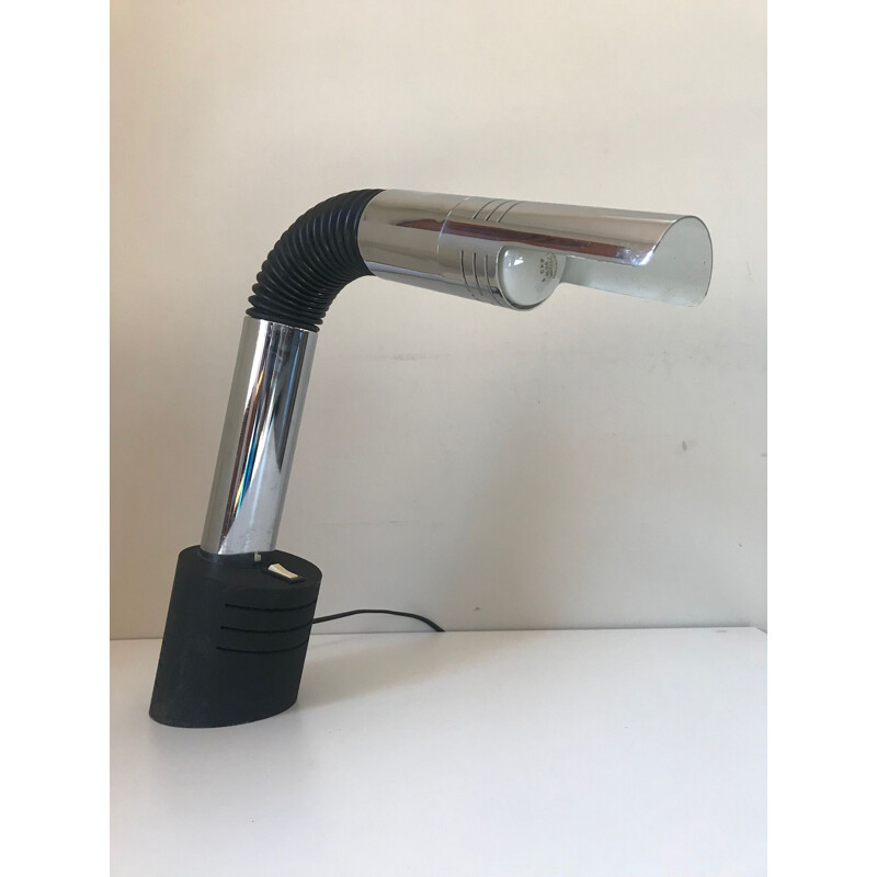 Vintage chrome and flexible desk lamp by mario faggian, 1970