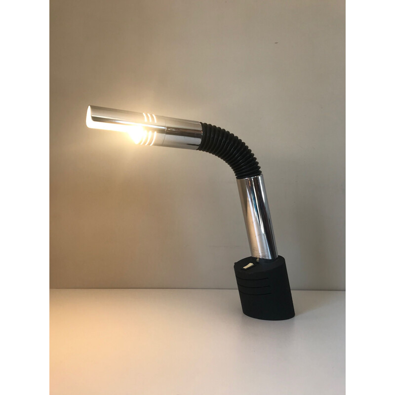 Vintage chrome and flexible desk lamp by mario faggian, 1970