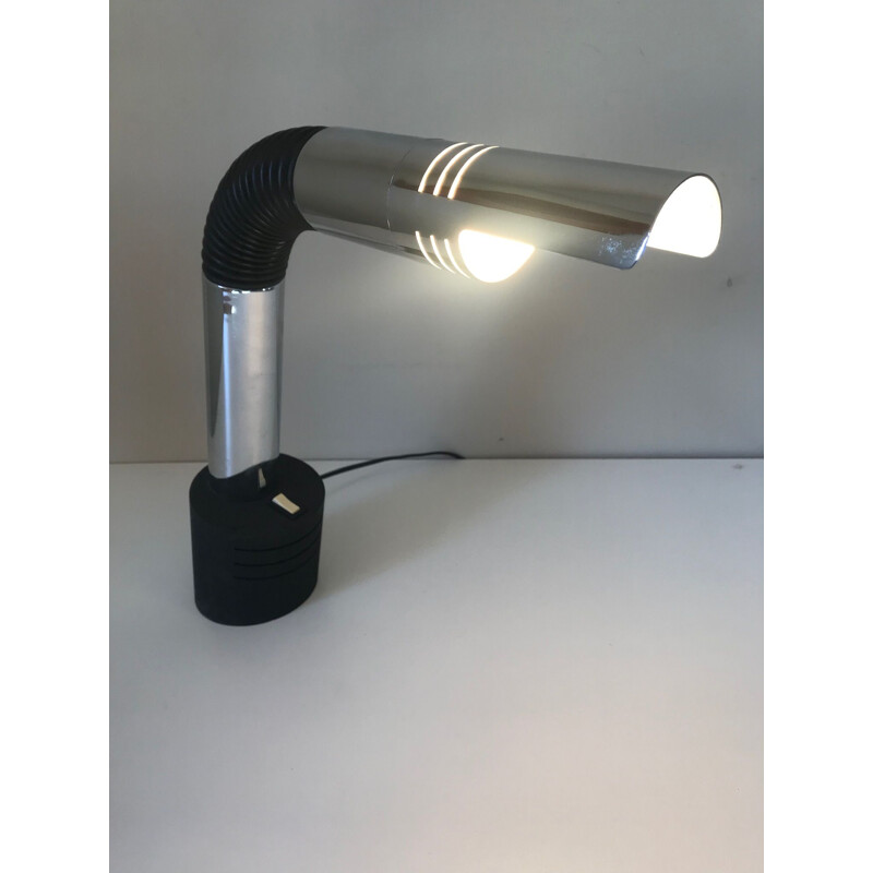 Vintage chrome and flexible desk lamp by mario faggian, 1970