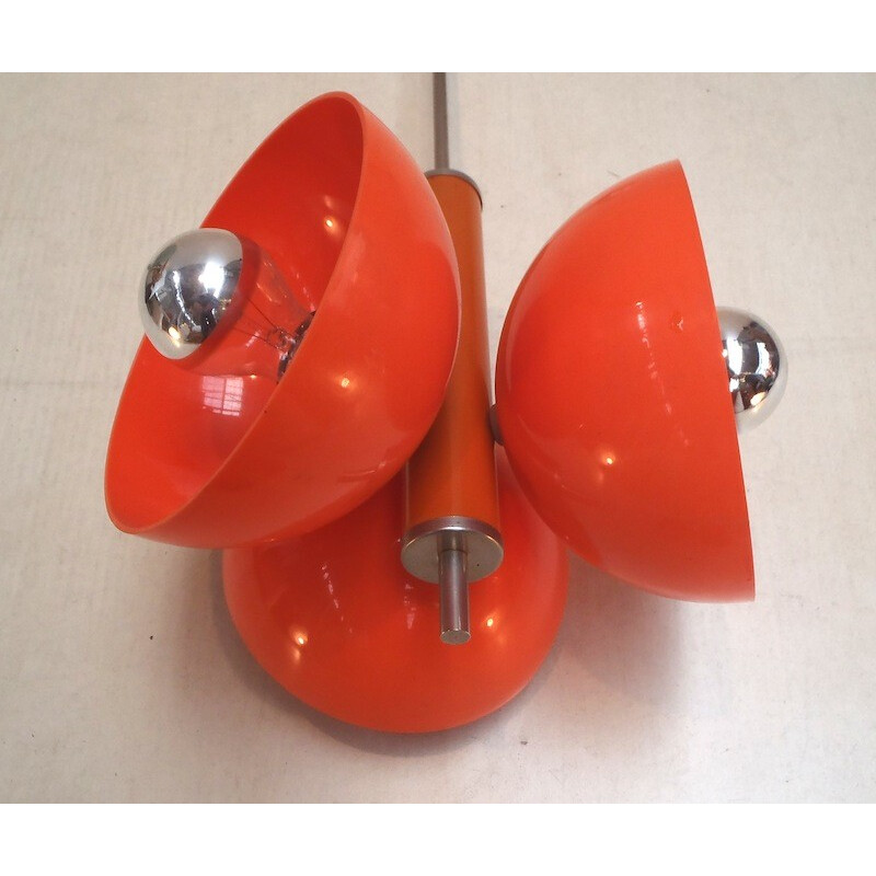 Vintage three-light chandelier in molded plastic by Delvaux, 1970