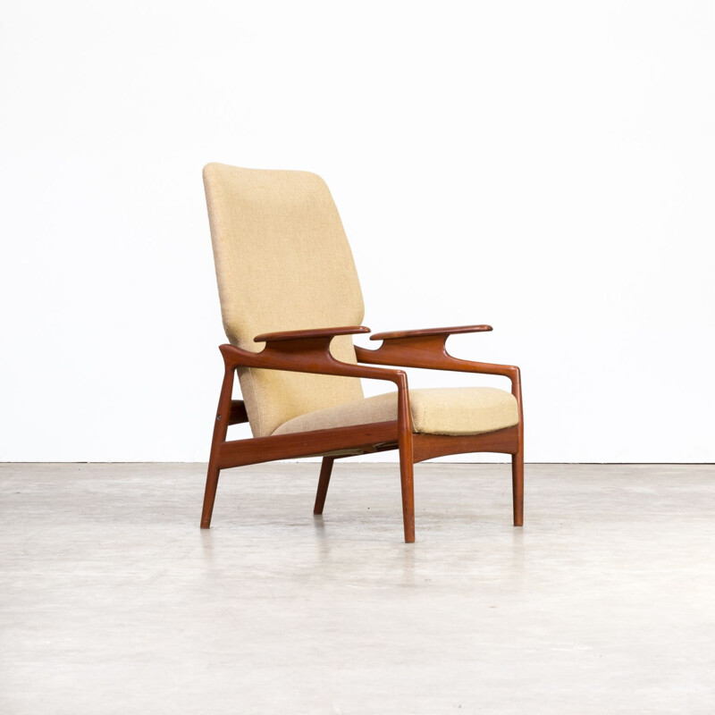 Vintage Lounge Chair in teak and wool adjustable John Boné for Advance Design 1960s 