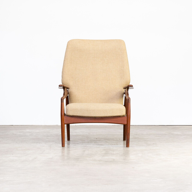 Vintage Lounge Chair in teak and wool adjustable John Boné for Advance Design 1960s 