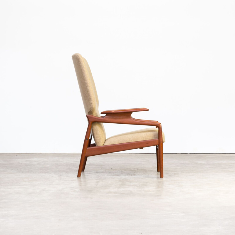 Vintage Lounge Chair in teak and wool adjustable John Boné for Advance Design 1960s 