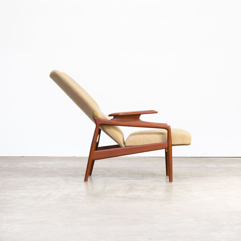 Vintage Lounge Chair in teak and wool adjustable John Boné for Advance Design 1960s 