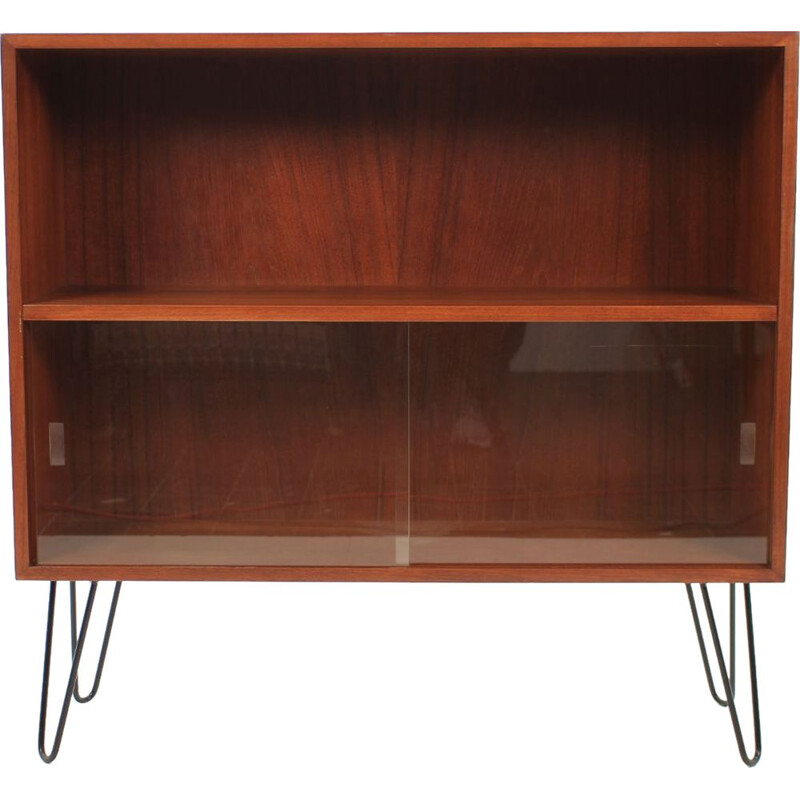 Vintage Bookcase in Teak and Glass 1960s Danish 