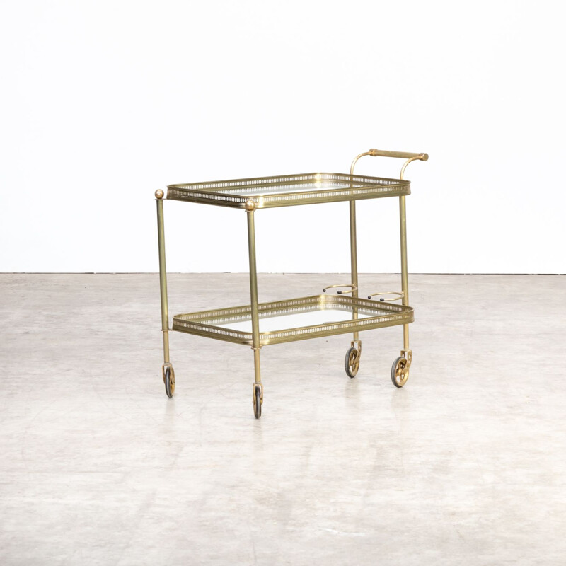 Vintage brass and glass serving trolley Maison Bagués