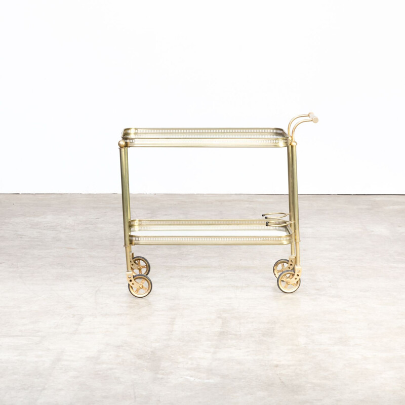 Vintage brass and glass serving trolley Maison Bagués