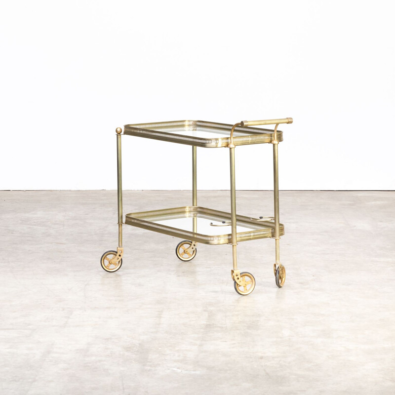 Vintage brass and glass serving trolley Maison Bagués