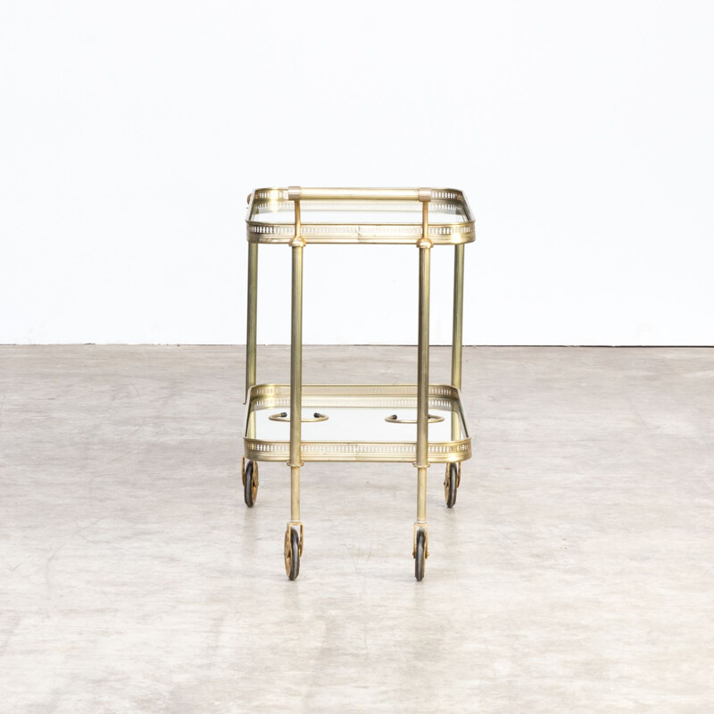 Vintage brass and glass serving trolley Maison Bagués