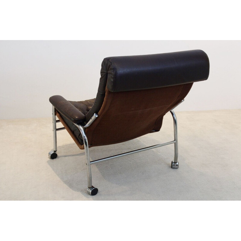 Paire de fauteuils vintage "Bore" en cuir avec repose-pied,1970