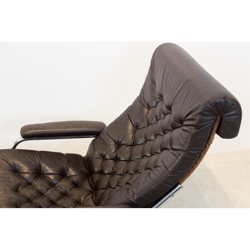 Paar Vintage-Sessel "Bore" aus Leder mit Fußstütze,1970