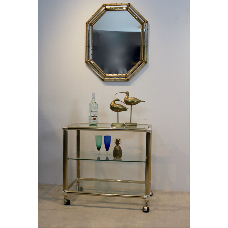 Miroir vintage doré,forme octogonale par Labarge,1970