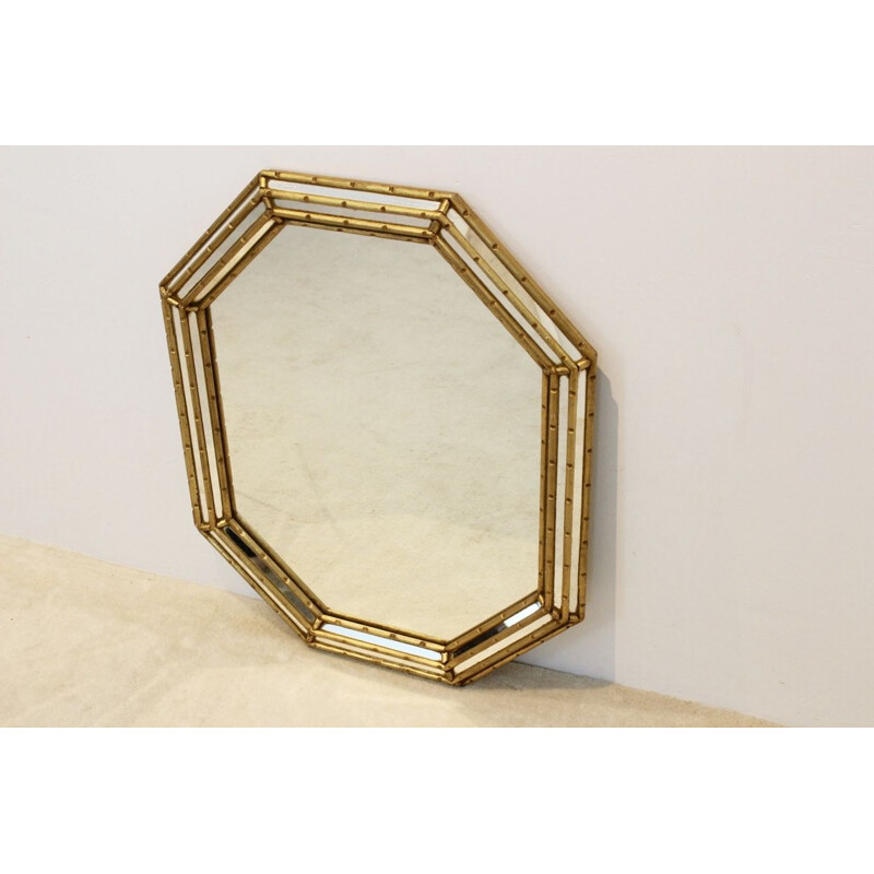 Elegant Giltwood Mid Century Octagon Mirror by Labarge, Italy