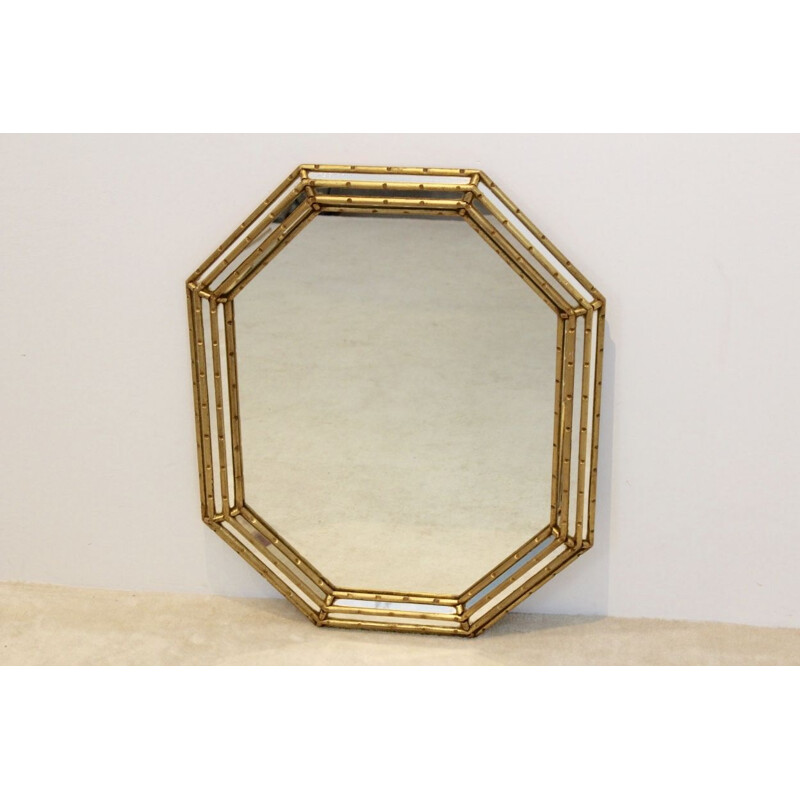 Elegant Giltwood Mid Century Octagon Mirror by Labarge, Italy