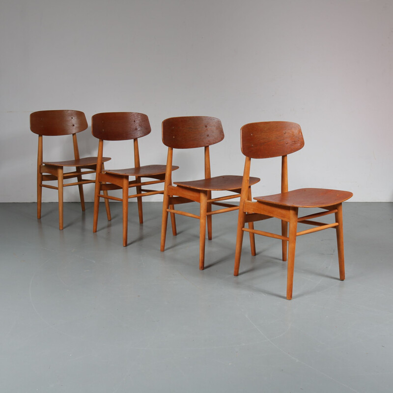 4 vintage dutch dining chairs by Børge Mogensen for Søborg Møbelfabrik,1950 