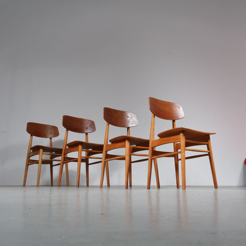 4 vintage dutch dining chairs by Børge Mogensen for Søborg Møbelfabrik,1950 