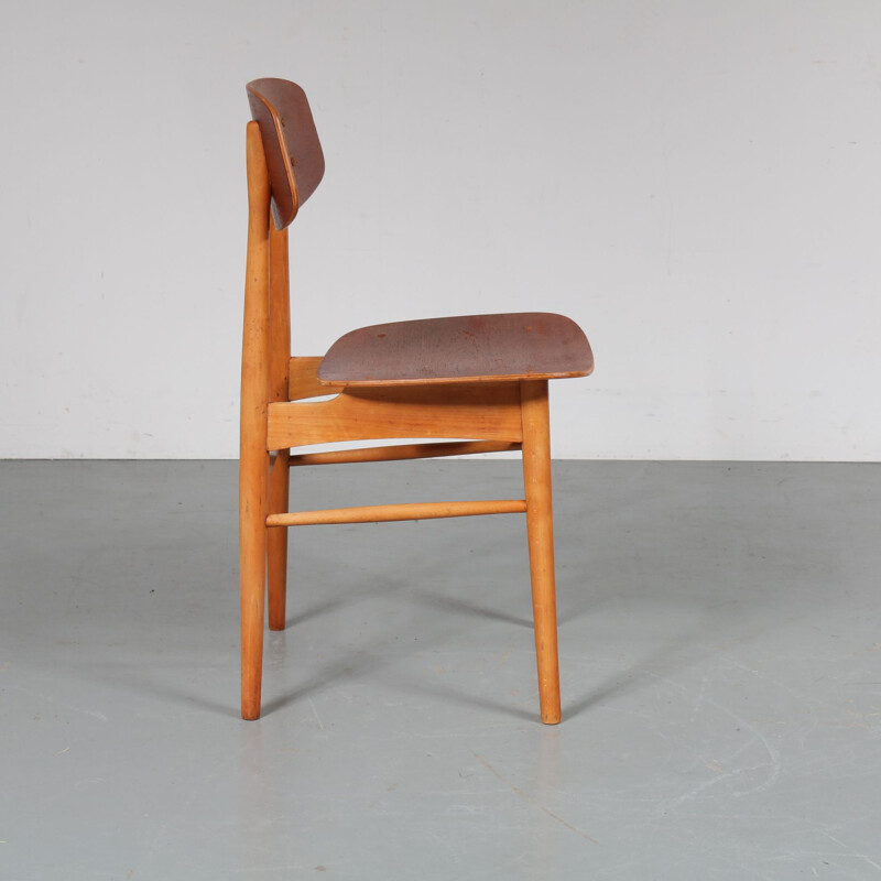 4 vintage dutch dining chairs by Børge Mogensen for Søborg Møbelfabrik,1950 