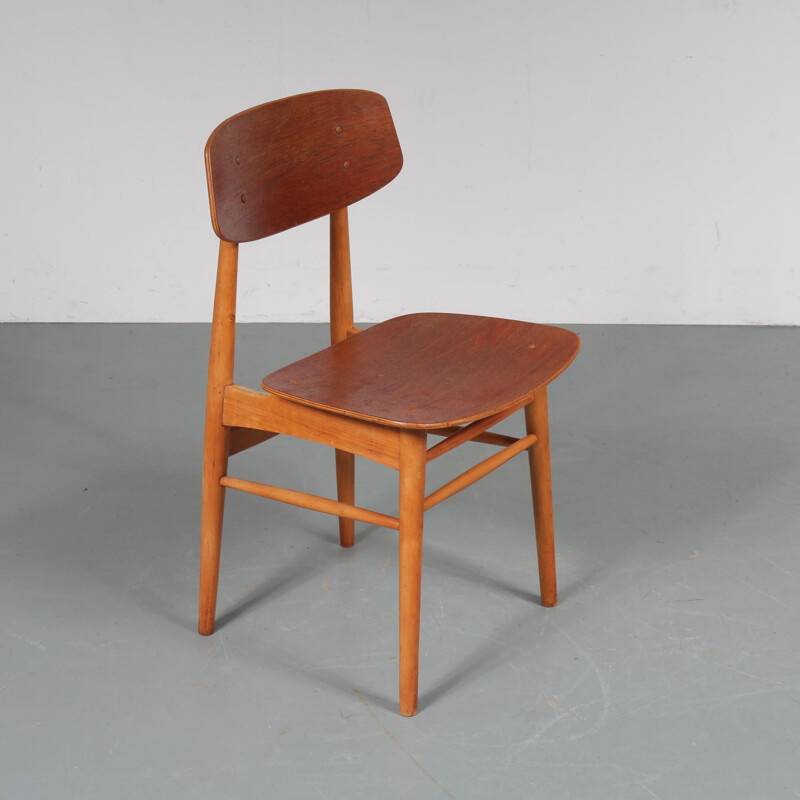 4 vintage dutch dining chairs by Børge Mogensen for Søborg Møbelfabrik,1950 