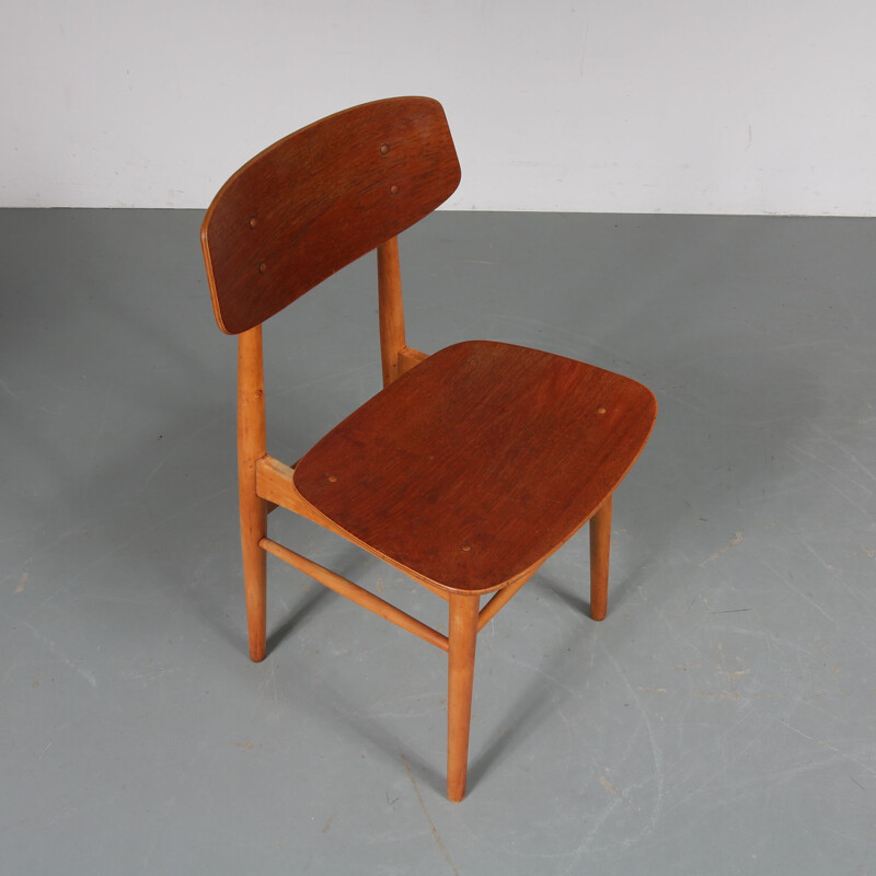 4 vintage dutch dining chairs by Børge Mogensen for Søborg Møbelfabrik,1950 