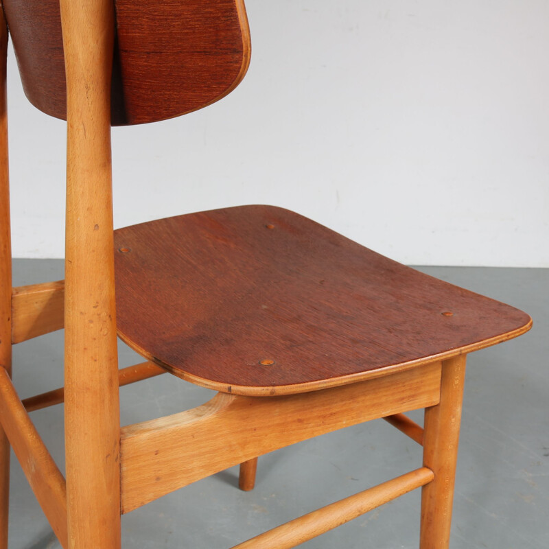 4 vintage dutch dining chairs by Børge Mogensen for Søborg Møbelfabrik,1950 