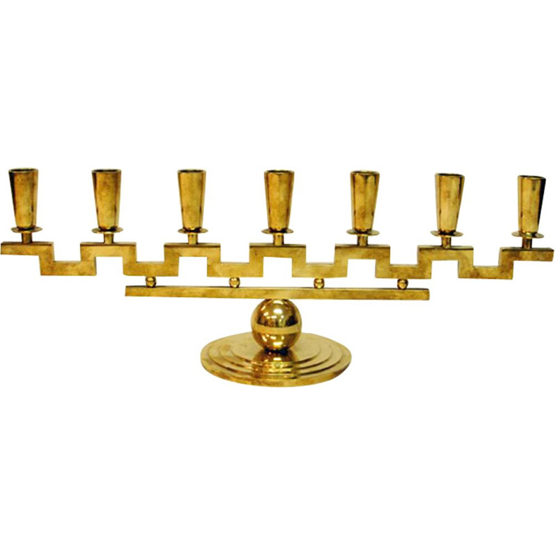 Vintage Sweden candlestick with brass by Lars Holmström,1950