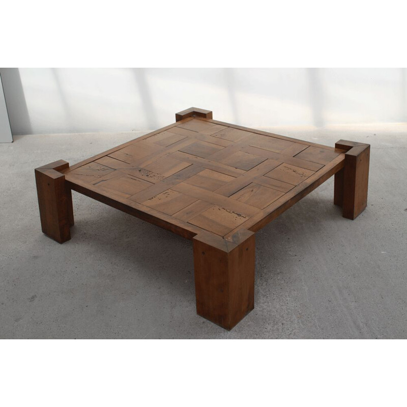 Vintage coffee table in solid wood, 1950s