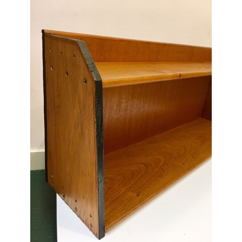 Vintage shelf geometric wall in oak, 1950s 