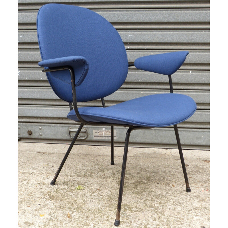 Pair of blue Kembo armchairs, H.W. GISPEN - 1955