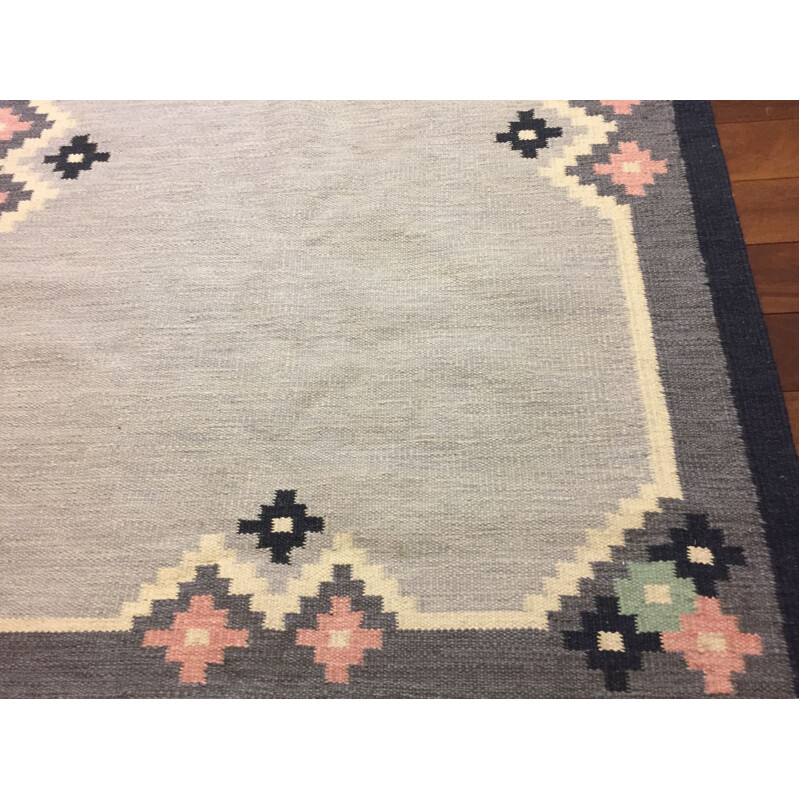 Tapis vintage suèdois Rollakan en laine